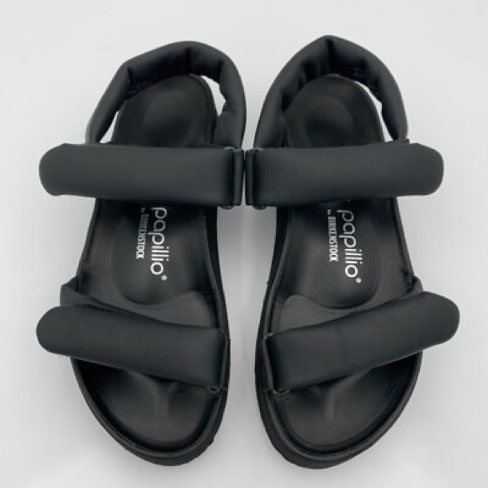 BIRKENSTOCK PAPILLIO THEDA LEATHER PLATFORM SANDALS BLACK 39 EU 8 US - Picture 5 of 11